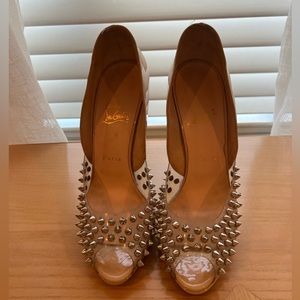 Christian Louboutin Nude and PVC Spike Pumps
